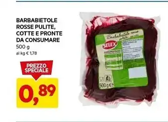 Selex barbabietole rosse pulite , cotte e pronte da consumare