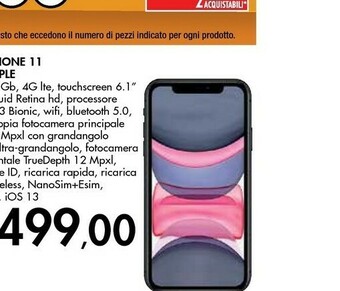 Bennet Apple IPhone 11 15,5 Cm (6.1") 64 GB Doppia SIM 4G Nero IOS 13 offerta