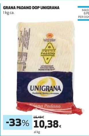Coop Unigrana grana padano dop offerta