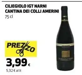 Coop Cantina dei colli amerini - ciliegiolo igt narni offerta