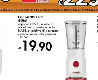 Bennet Girmi Frullatore FR03 offerta
