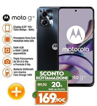 Expert Motorola moto g13 16,5 cm (6.5) doppia sim android 13 4g usb tipo-c 4 gb 128 gb 5000 mah lavanda offerta