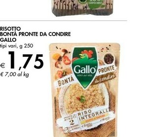Bennet Gallo Risotto Bonta Pronte Da Condire offerta