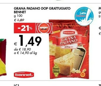 Bennet Bennet Grana Padano Dop Grattugiato offerta