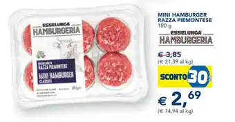 Esselunga MINI HAMBURGER RAZZA PIEMONTESE 180 g offerta