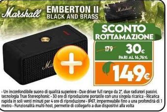 Expert Marshall EMBERTON II BLACK AND BRASS offerta