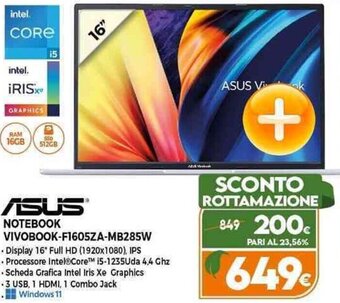 Expert ASUS NOTEBOOK VIVOBOOK-F1605ZA-MB285W offerta