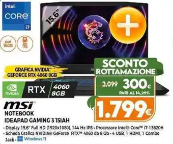Expert msi NOTEBOOK IDEAPAD GAMING 3 151AH offerta