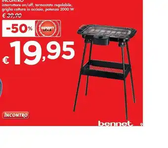 Bennet Incontro Barbecue Elettrico Con Stand offerta