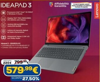 Euronics Lenovo IDEAPAD 3 offerta