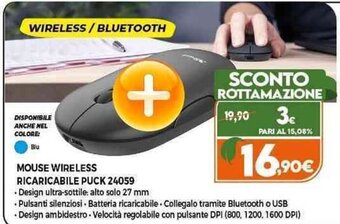Expert MOUSE WIRELESS RICARICABILE PUCK 24059 offerta