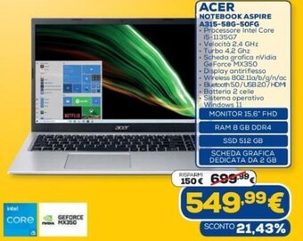 Euronics ACER NOTEBOOK ASPIRE A315-58G-50FG offerta