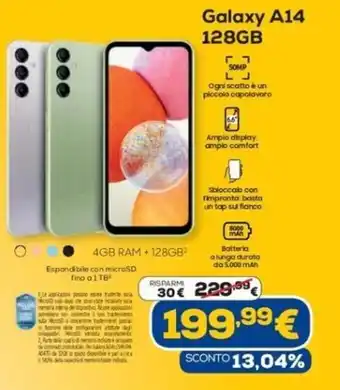Euronics Samsung Galaxy A14 128GB offerta