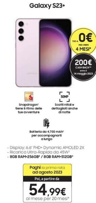 Euronics Samsung Galaxy S23+ offerta
