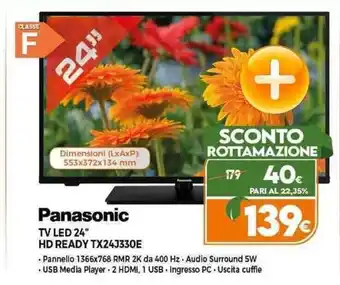 Expert Panasonic TV LED 24" HD READY TX243330E offerta