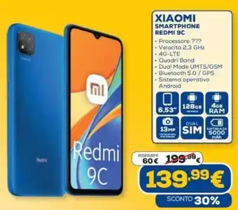 Euronics XIAOMI SMARTPHONE REDMI 9C offerta