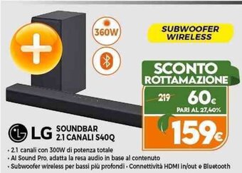 Expert LG SOUNDBAR 2.1 CANALI S40Q offerta