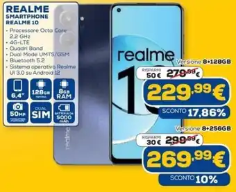 Euronics REALME SMARTPHONE REALME 10 8+128GB offerta