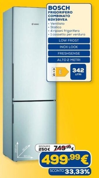 Euronics BOSCH FRIGORIFERO COMBINATO KGV39VEA offerta