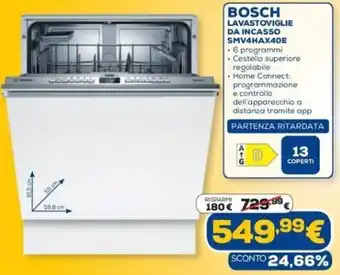 Euronics BOSCH LAVASTOVIGLIE DA INCASSO SMV4HAX40E offerta