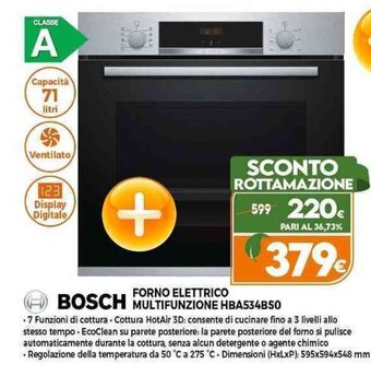 Expert BOSCH FORNO ELETTRICO MULTIFUNZIONE HBA534BSO offerta