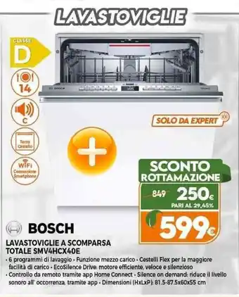 Expert BOSCH LAVASTOVIGLIE A SCOMPARSA TOTALE SMV4HCX40E offerta