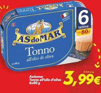 Iper Super Conveniente Asdomar Tonno all'olio d'oliva 6x80 g offerta