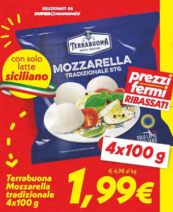 Iper Super Conveniente Terrabuona Mozzarella tradizionale 4x100 g offerta