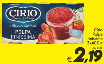 Iper Super Conveniente Cirio Polpa finissima 3x400 g offerta