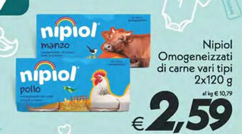 Iper Super Conveniente Nipiol Omogeneizzati di carne vari tipi 2x120 g offerta