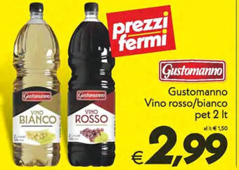 Iper Super Conveniente Gustomanno Vino rosso/bianco pet 2 It offerta