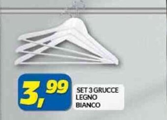 Risparmio Casa SET 3 GRUCCE LEGNO BIANCO offerta