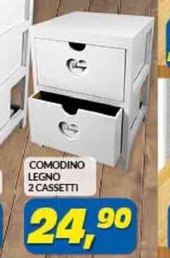 Risparmio Casa COMODINO LEGNO 2 CASSETTI offerta