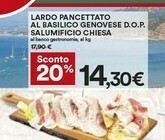Coop Salumificio Chiesa Lardo Pancettato Al Basilico Genovese Dop offerta