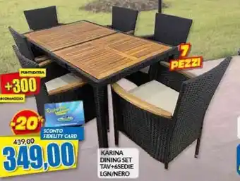 KARINA DINING SET TAV+6SEDIE LGN/NERO