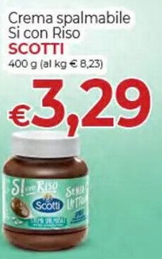 Crema spalmabile Si con Ríso Scotti 400 g