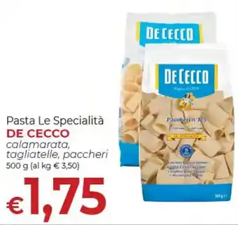 Supermercati Nonna Isa Pasta Le Specialità DE CECCO calamarata, tagliatelle, paccheri 500 g offerta