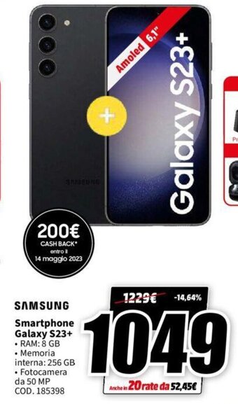 MediaWorld SAMSUNG Smartphone Galaxy S23+ offerta