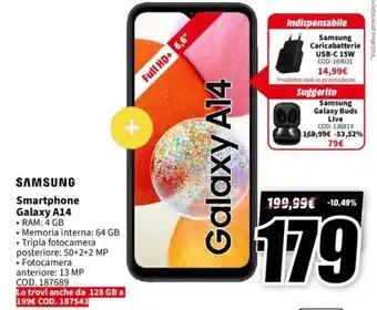 MediaWorld SAMSUNG Galaxy A14 offerta