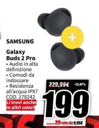 MediaWorld SAMSUNG Galaxy Buds 2 Pro offerta