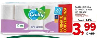 Todis CARTA IGIENICA 20 ROTOLI 2 VELI 160 STRAPPI offerta