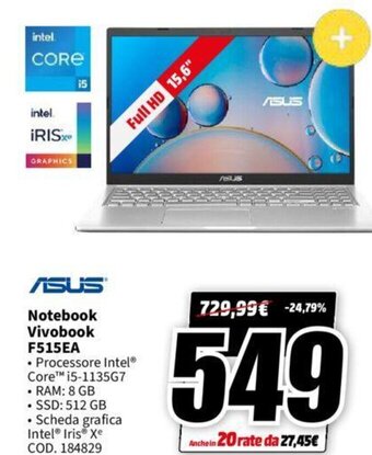 MediaWorld ASUS Notebook Vivobook F515EA offerta