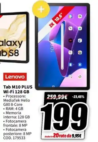 MediaWorld Lenovo Tablet Galaxy Tab S8 Wi-Fi, 256 GB, 11" offerta