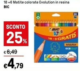 Iper La Grande Bic 18+6 Matite Colorate Evolution offerta