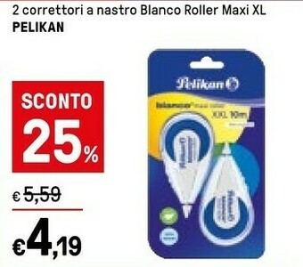 Iper La Grande Pelikan 2 Corretori A Nastro Blanco Roller Maxi XL offerta
