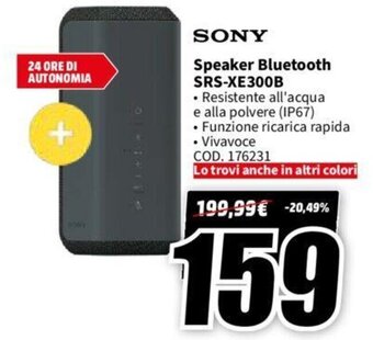 MediaWorld SONY Speaker Bluetooth SRS-XE300B offerta