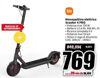 MediaWorld Xiaomi Monopattino elettrico Scooter 4 PRO offerta
