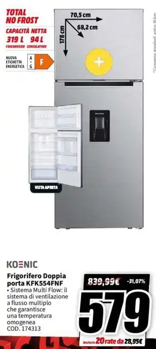 MediaWorld KOENIC Frigorifero Doppia porta KFK554FNF offerta