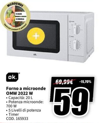 ok. Forno a microonde OMW 2022 W