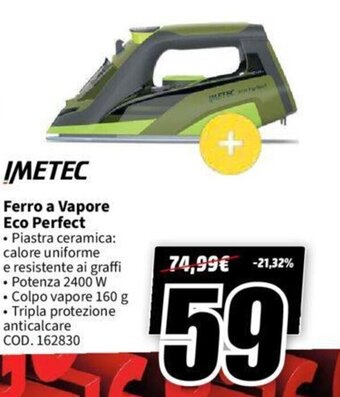 MediaWorld IMETEC Ferro a Vapore Eco Perfect offerta